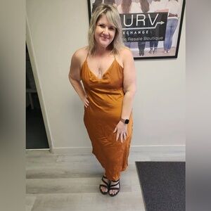 Abercrombie & Fitch Rust Slip Midi Dress